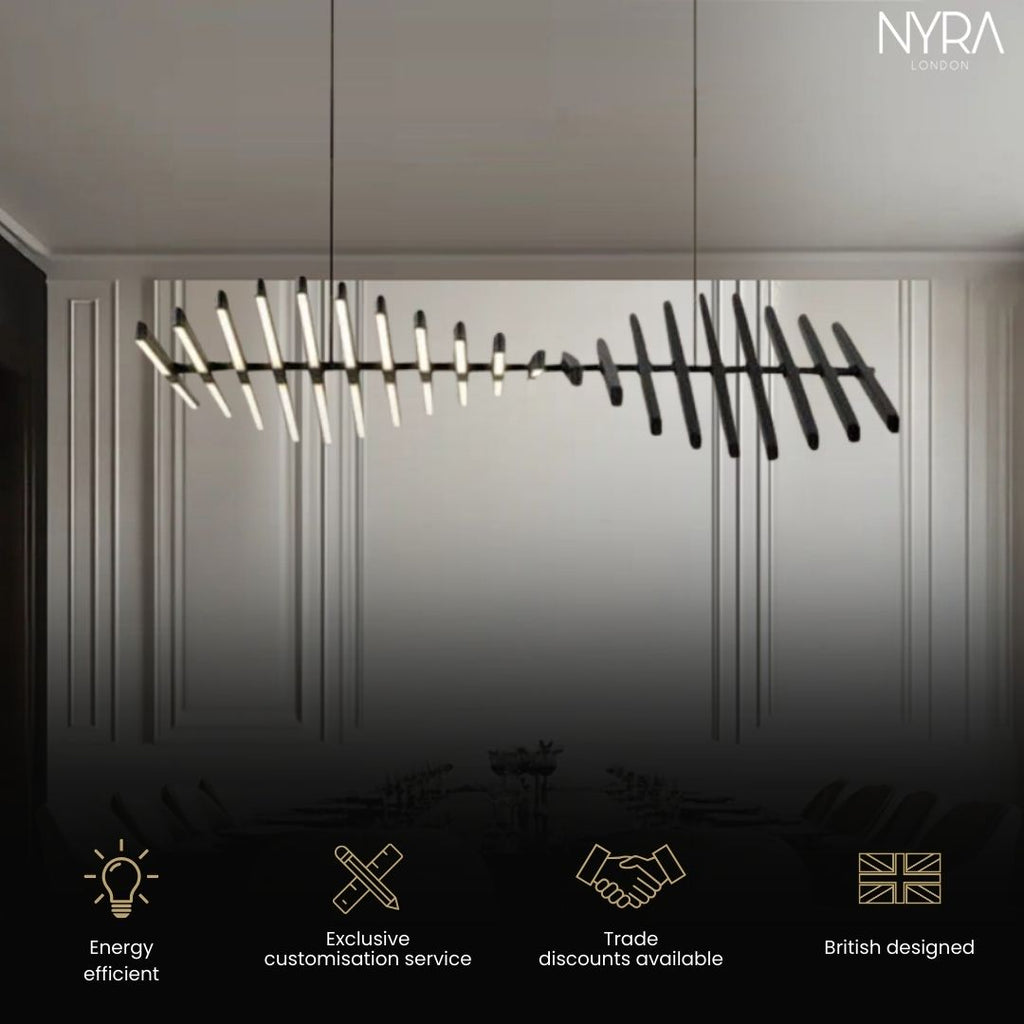 Lámpara colgante moderna LatticeChord de aluminio con control remoto y 40 enchufes E26/E27