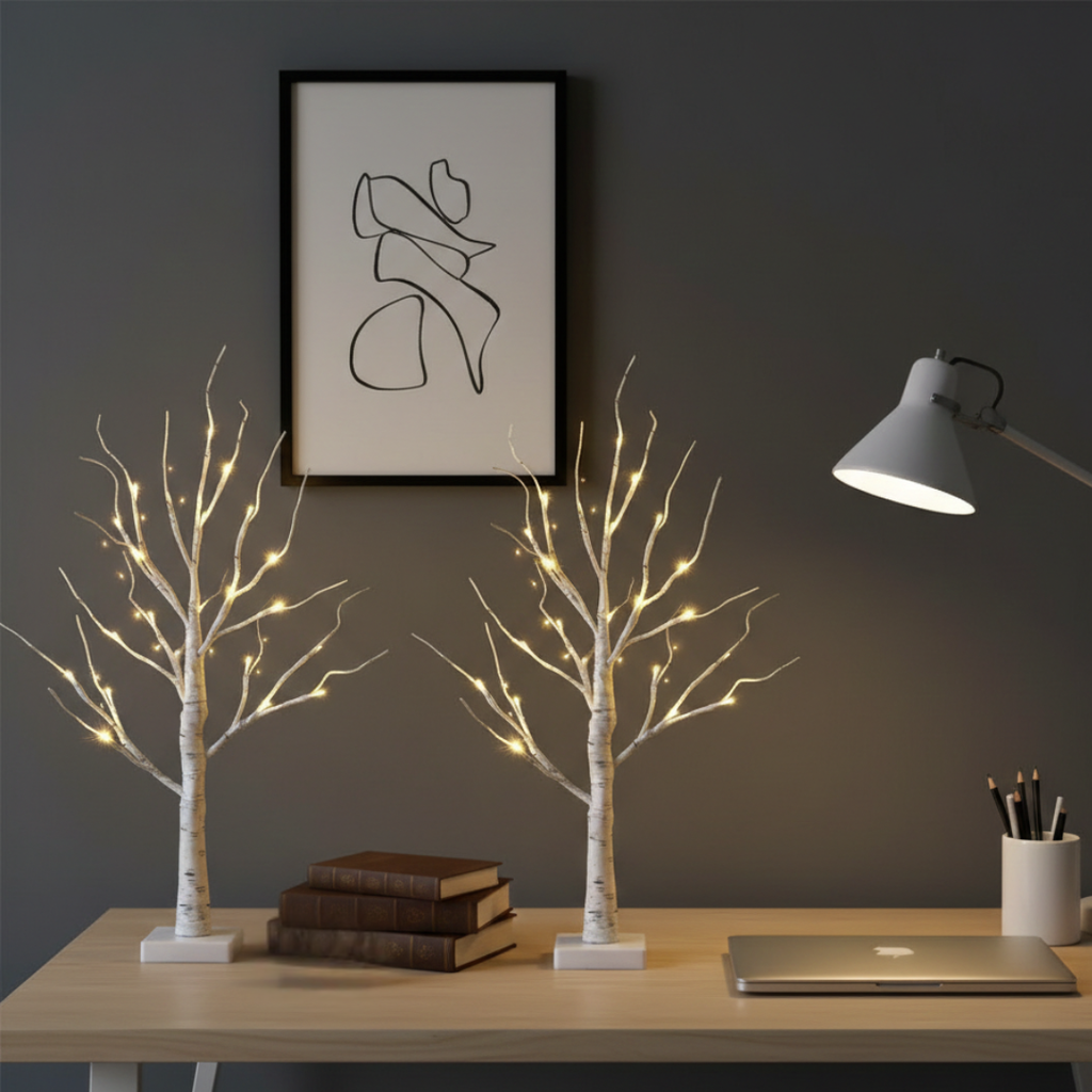 Decorazione luminosa a LED a forma di betulla per un'atmosfera accogliente in casa | Rosalyssa