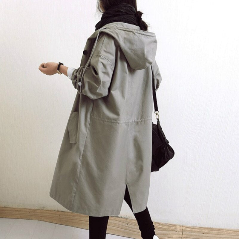AuroraWeave Fashionable Trench Coat For Women Long Style Seasonal 2024