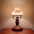 Zenora Urne Retro-Tischlampe aus Massivholz, rotbraune Oberfläche