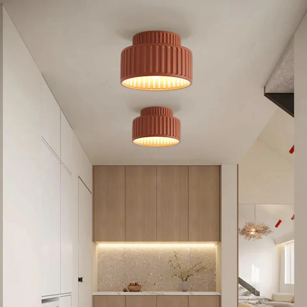 Vesper Ribbed Vintage Semi Flush Ceiling Light For Low Ceilings