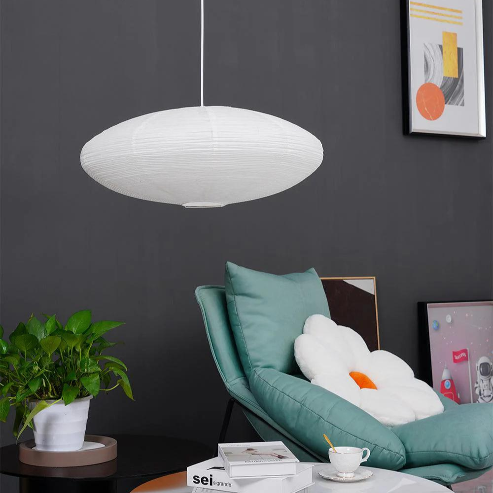 Lampada da soffitto Japandi in carta di gelso con LED bianco geometrico 50/60 cm