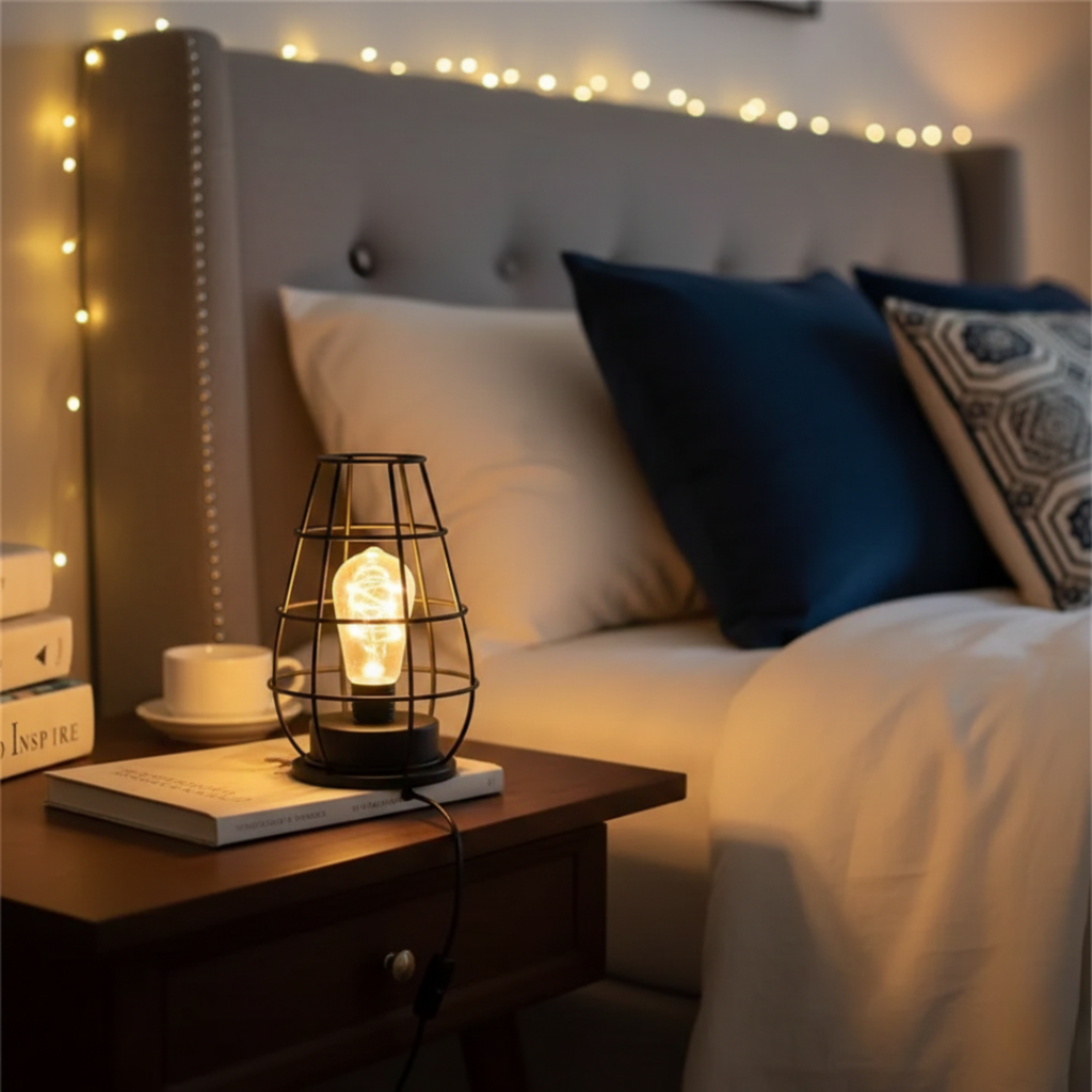 Industrial Cage Table Lamp For Indoor Living Rooms | Rosalyssa