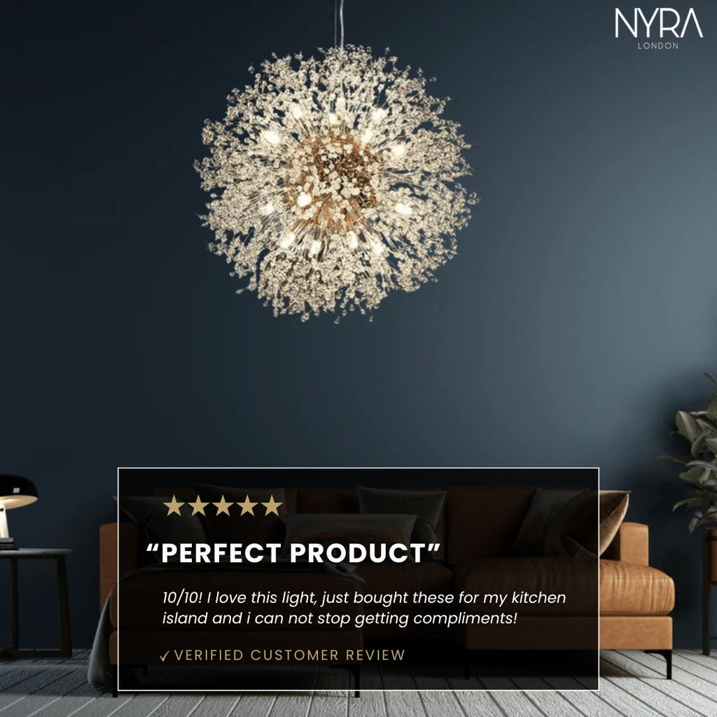 Dandelion Inspired Modern Pendant Light In Iron And Acrylic
