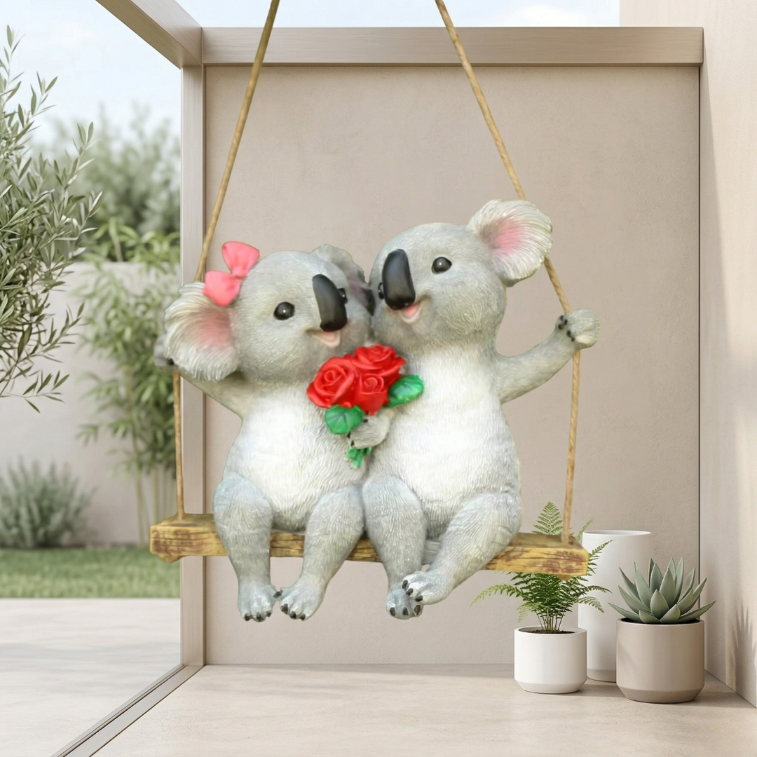 Koala Garden Swing Figurine for Enchanted Outdoor Decor | Rosalyssa
