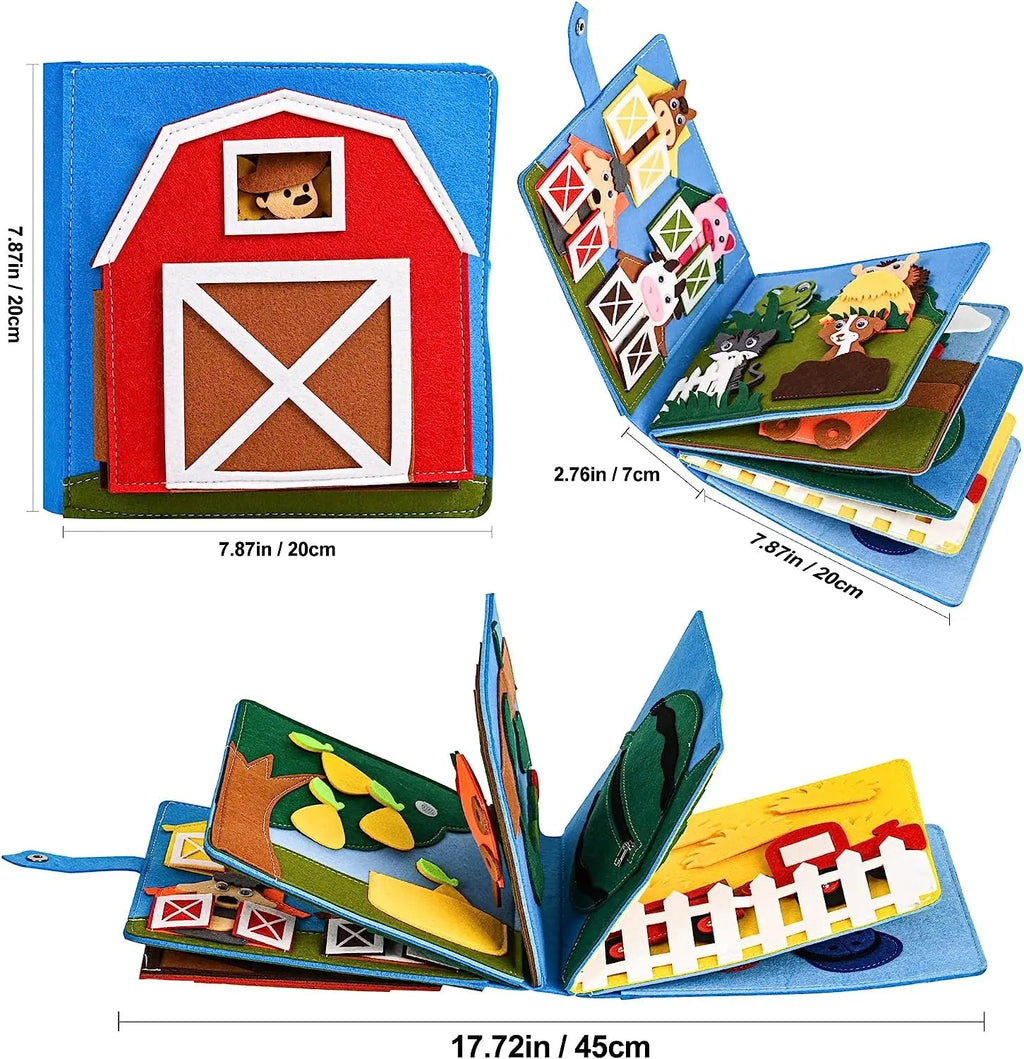 LumaNest Farm Life Felt Quiet Book For Babies With Fruit And Animals