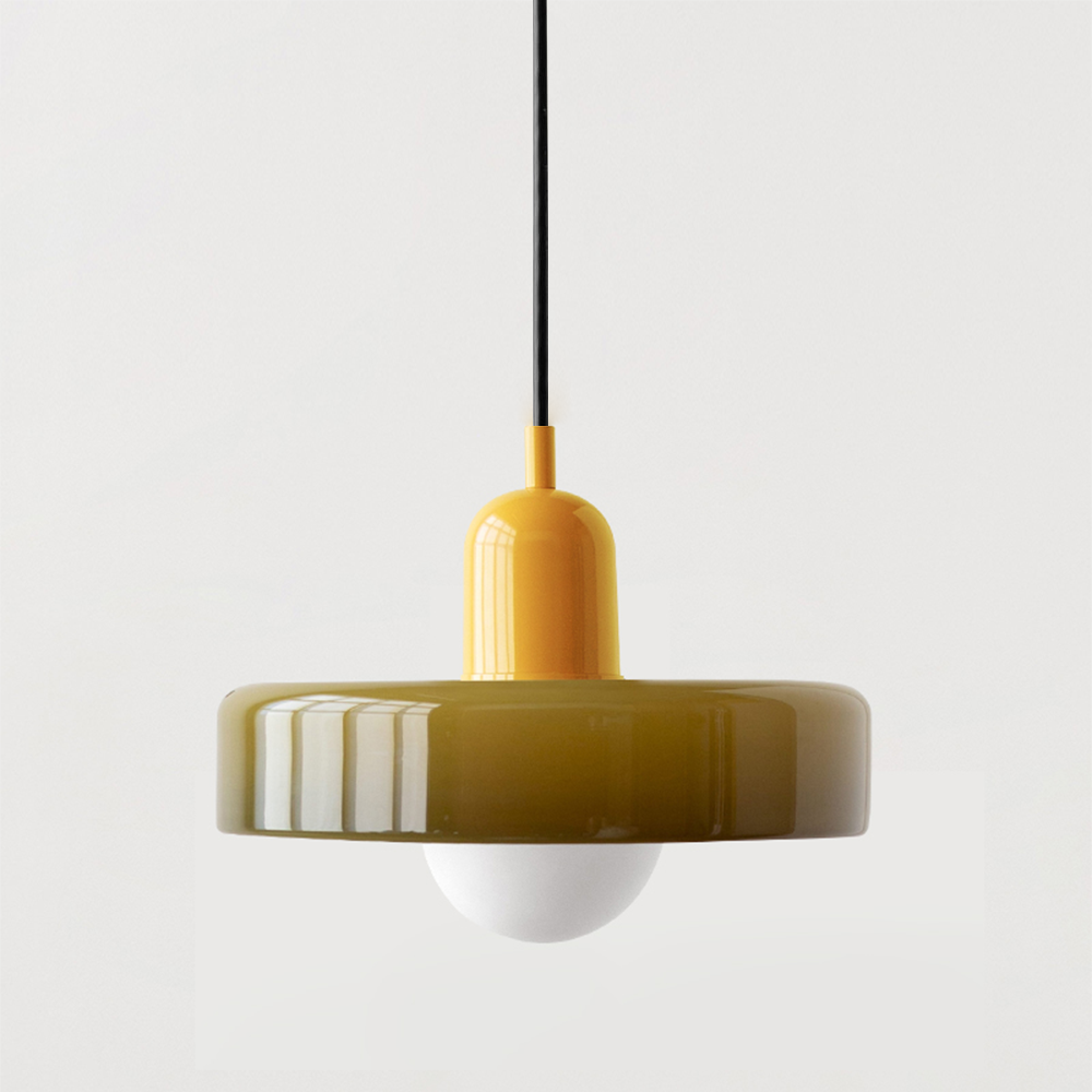 Lampada a sospensione nordica con aspetto in vetro retrò per spazi moderni e colorati