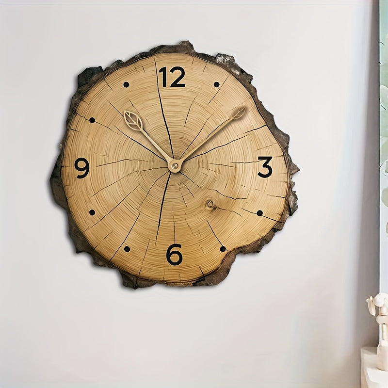 Houten klok met schijf en natuurlijke boomstamlook voor rustieke woondecoratie