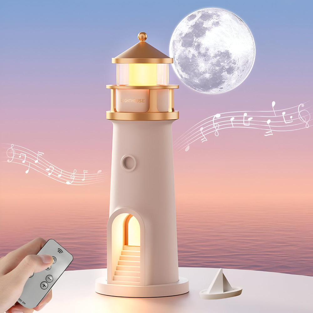 LED Lighthouse Night Light With Projection For Bedroom Decor