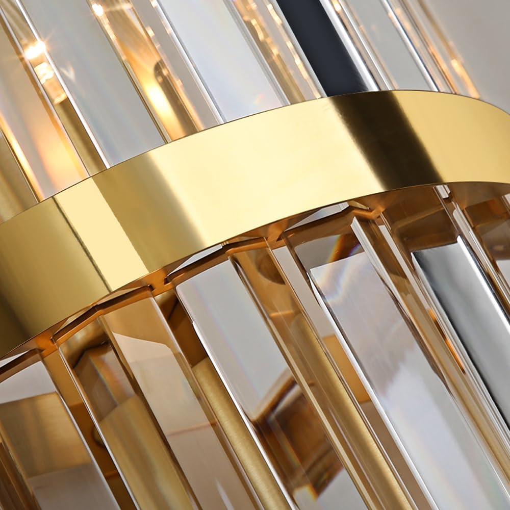 Stainless Steel Crystal Wall Sconce for Living Rooms and Halls