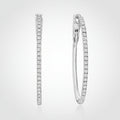 Sterling Silver Diamond Hoop Earrings In Oval Shape