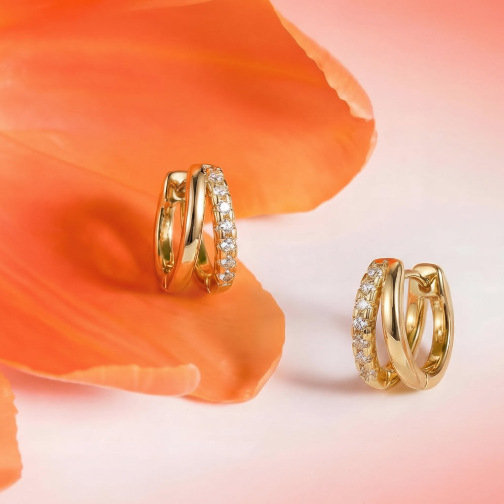 Gold Huggie Hoop Earrings For Mothers Day Gift Set