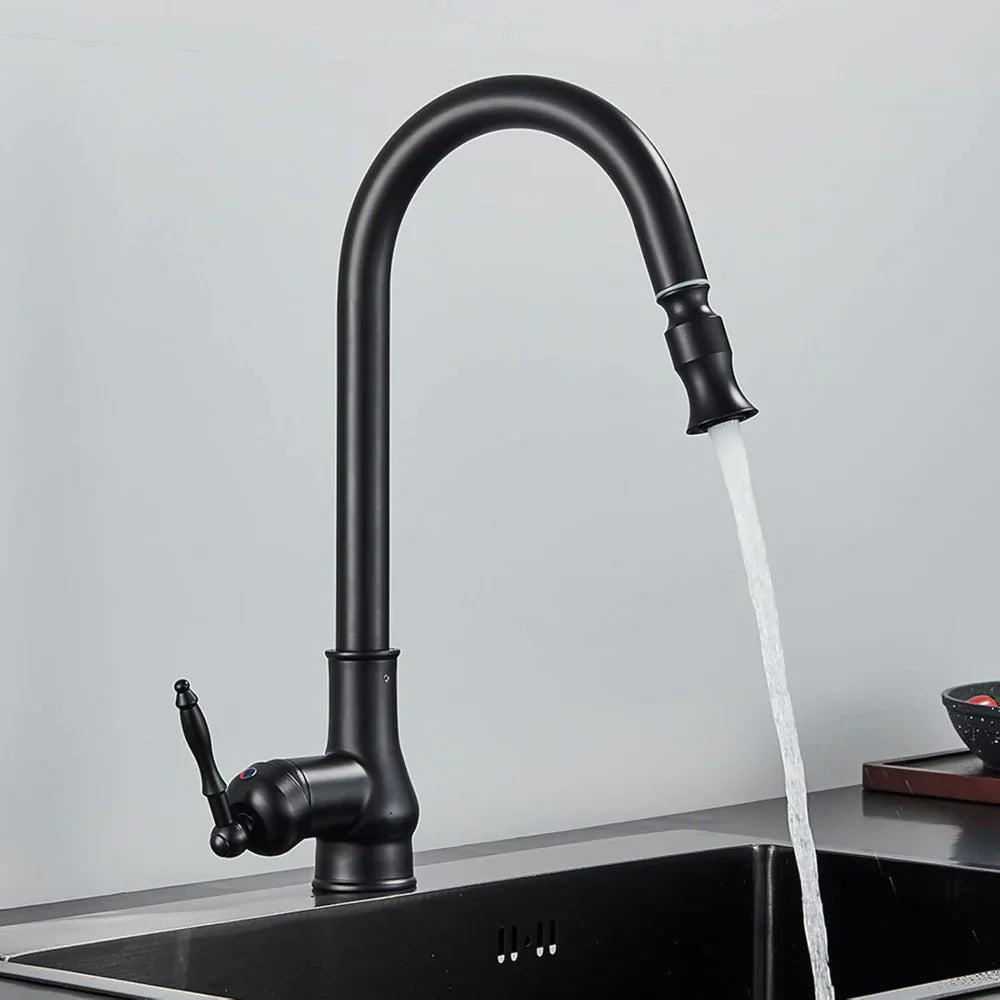 Vintage Brass Kitchen Faucet With Swivel Spout For Sinks