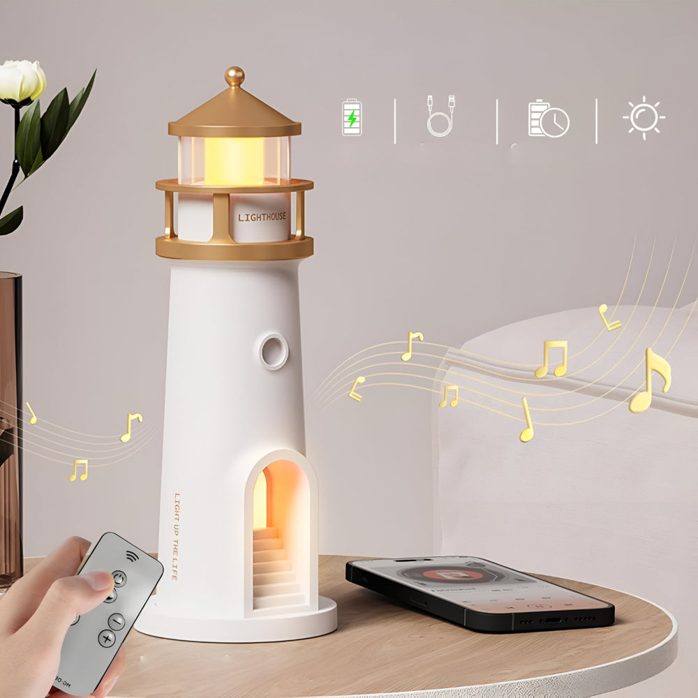 LED Lighthouse Night Light With Projection For Bedroom Decor