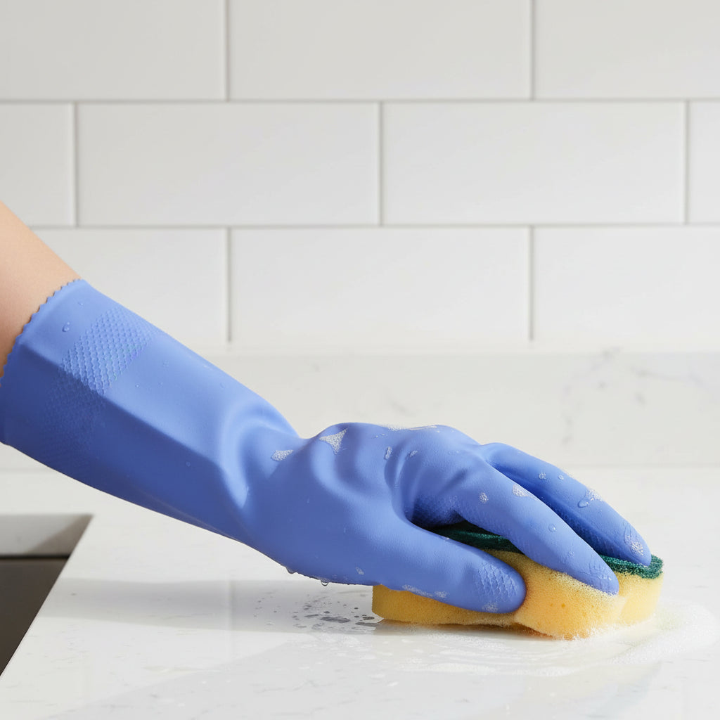 Guanti in Gomma Naturale per Pulizia della Cucina e Giardinaggio con Protezione Antiscivolo
