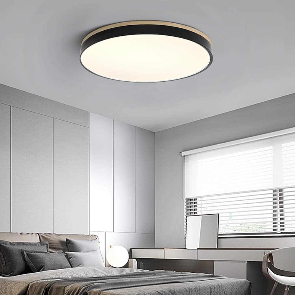 Lámpara de techo redonda de madera con LED y acrílico, regulable con luz cálida, estilo escandinavo