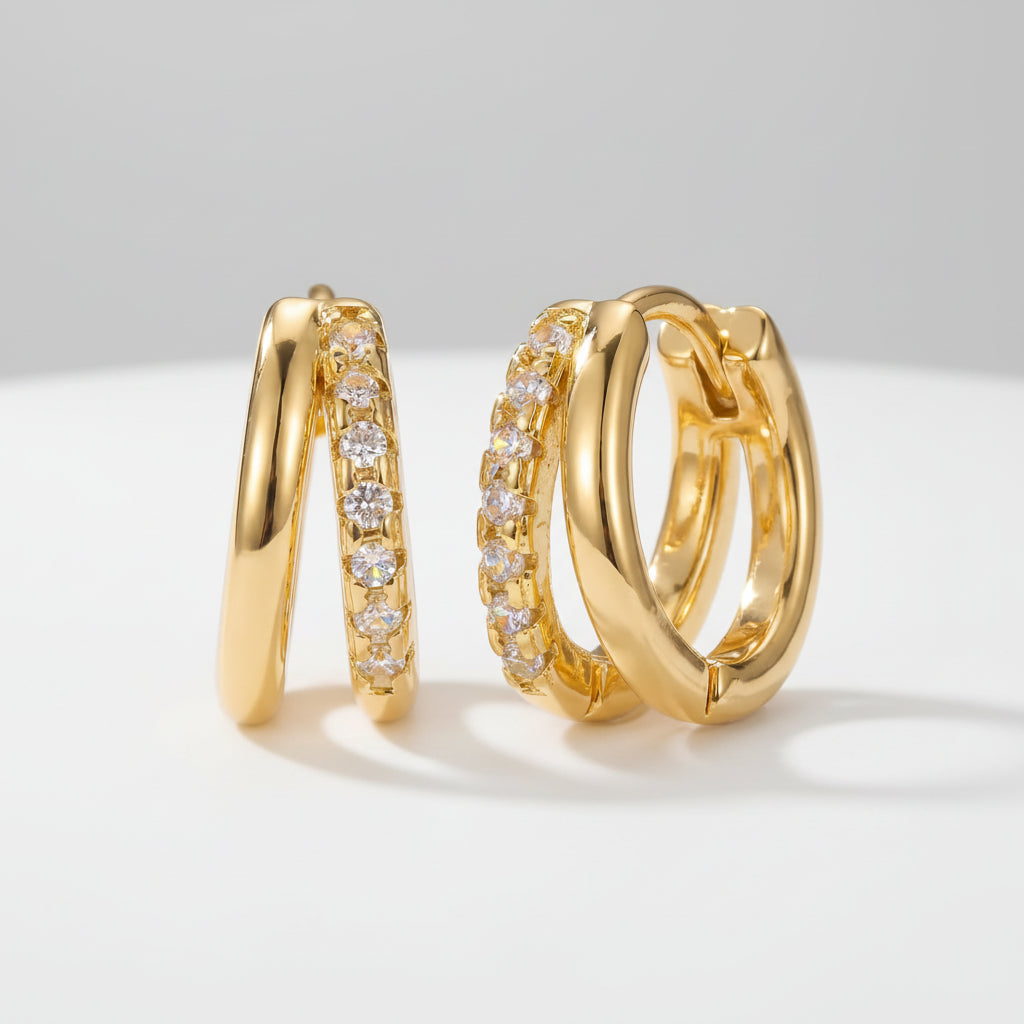 Gold Huggie Hoop Earrings For Mothers Day Gift Set