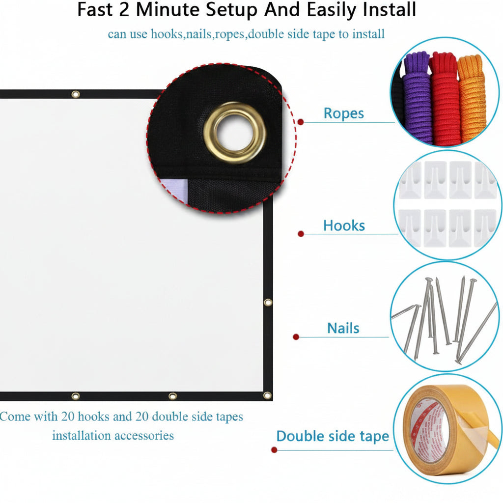 Lightweight 120 Inch Screen For Outdoor Projection And HD Viewing