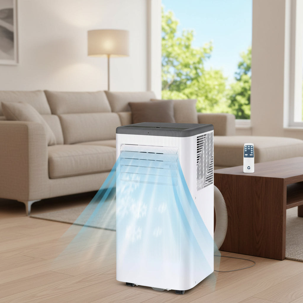 Přenosná klimatizace 12000 BTU s ventilátorem a odvlhčovačem pro 550 čtverečních stop