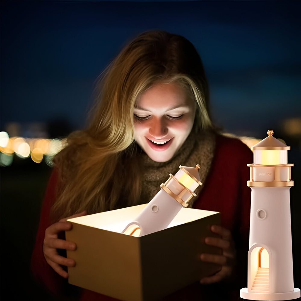 LED Lighthouse Night Light With Projection For Bedroom Decor