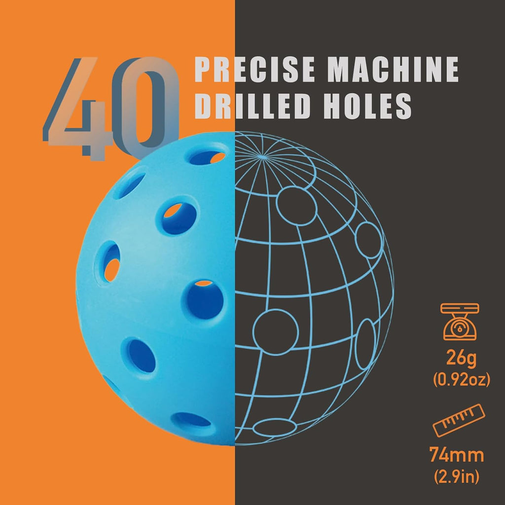 耐久性のある屋外用ピクルボールボール 高視認性 6個セット