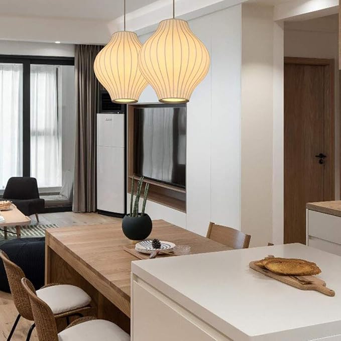 Lampe suspension bulle Lyra en soie et acier pour intérieurs modernes | Snurv