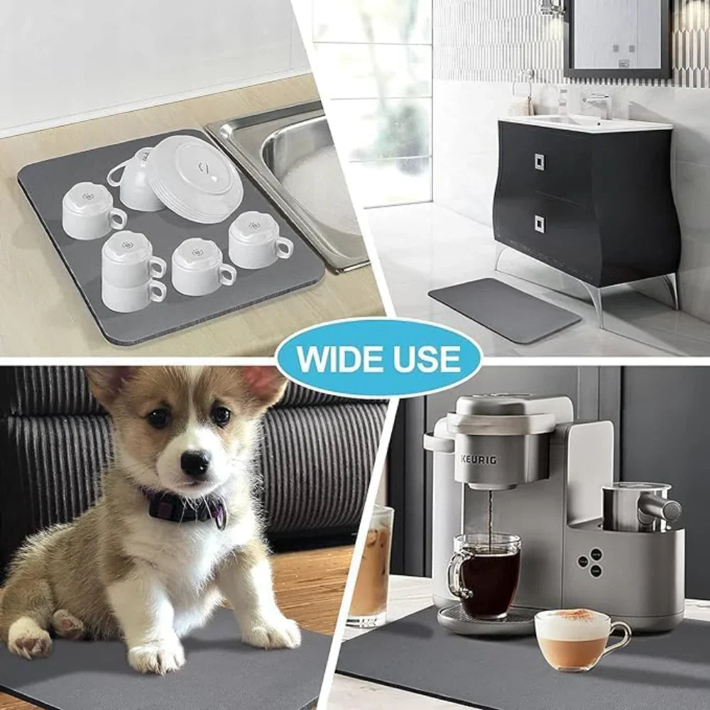 Tapis de séchage de cuisine pour plan de travail avec surface absorbante