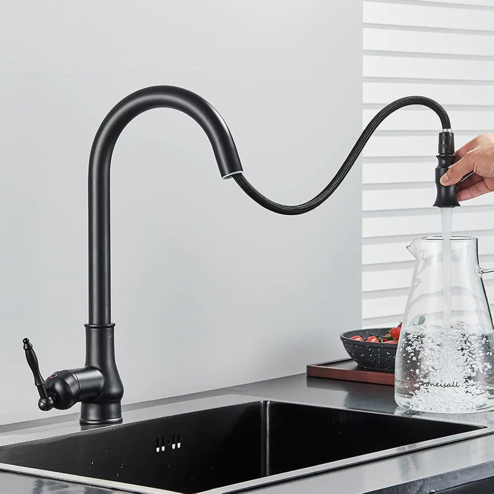 Vintage Brass Kitchen Faucet With Swivel Spout For Sinks