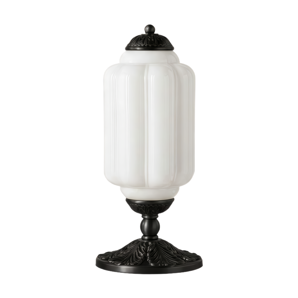 Vintage französische Retro-Tischlampe aus cremefarbenem Glas mit Struktur | Rosalyssa
