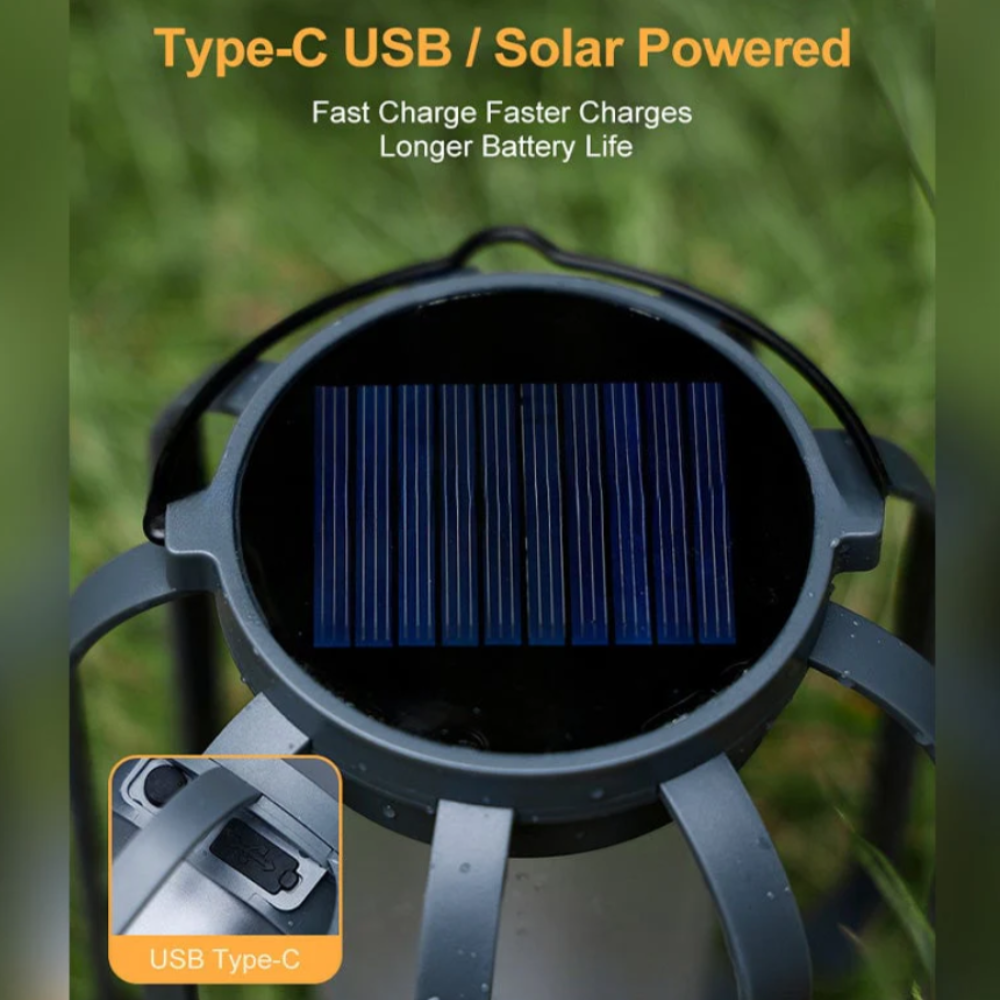 Solar Lantern With Flame Effect For Outdoor Garden Lighting