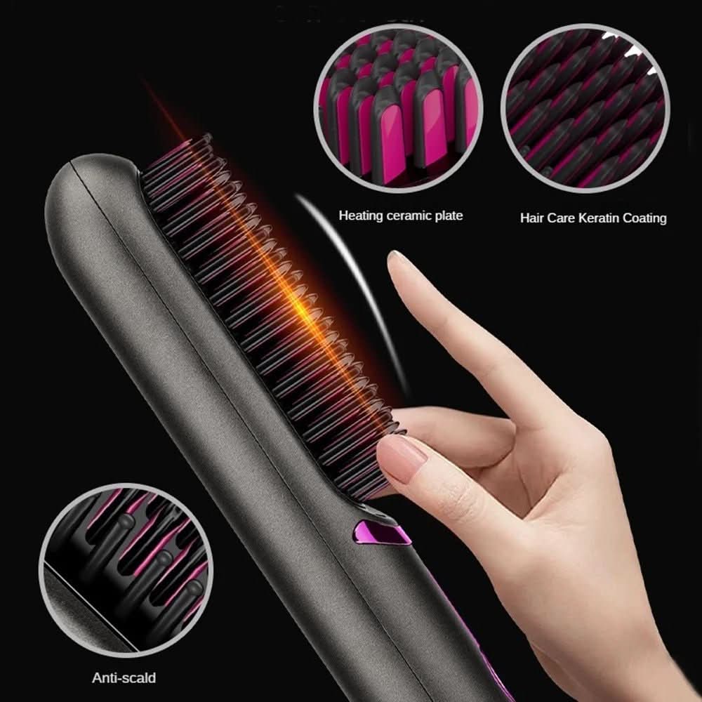 NovaGlow Cordless Straightening Brush Styler For Straight Hair Everywhere