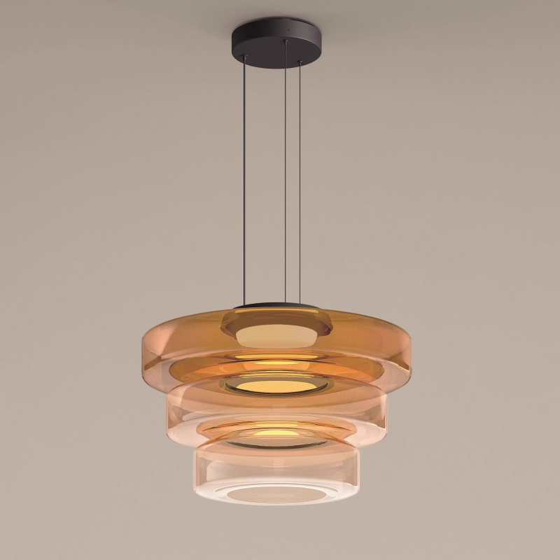 Bauhaus Style Moon Motif Glass Pendant Ceiling Light