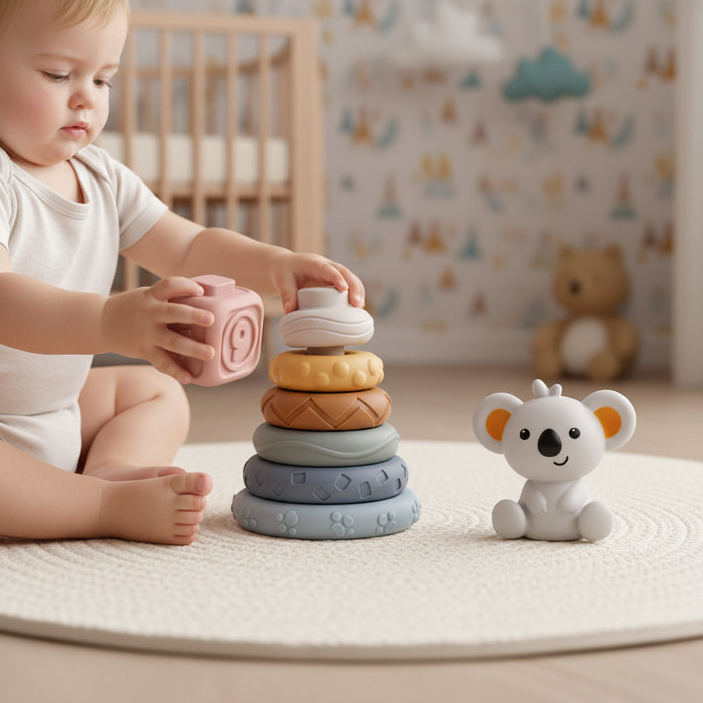 Soft Sensory Stacking Blocks With Teething Cubes For Babies