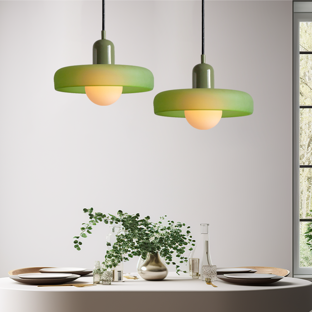 Lampada a sospensione nordica con aspetto in vetro retrò per spazi moderni e colorati