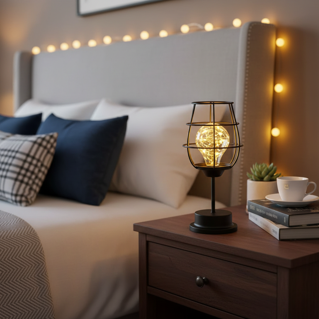 Industrial Cage Table Lamp For Indoor Living Rooms | Rosalyssa