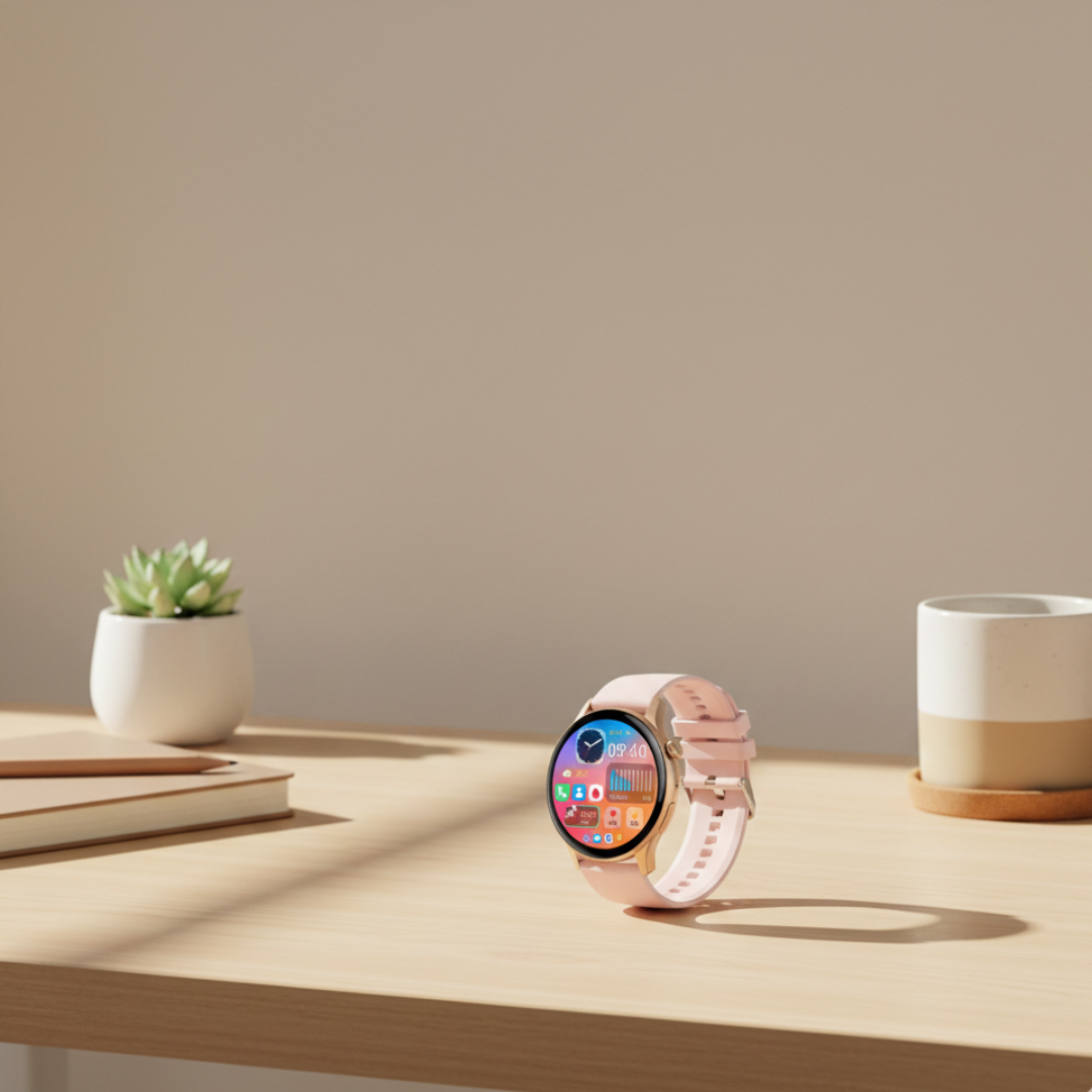Montre connectée AMOLED pour femmes avec design étanche et appel Bluetooth | Rosalyssa