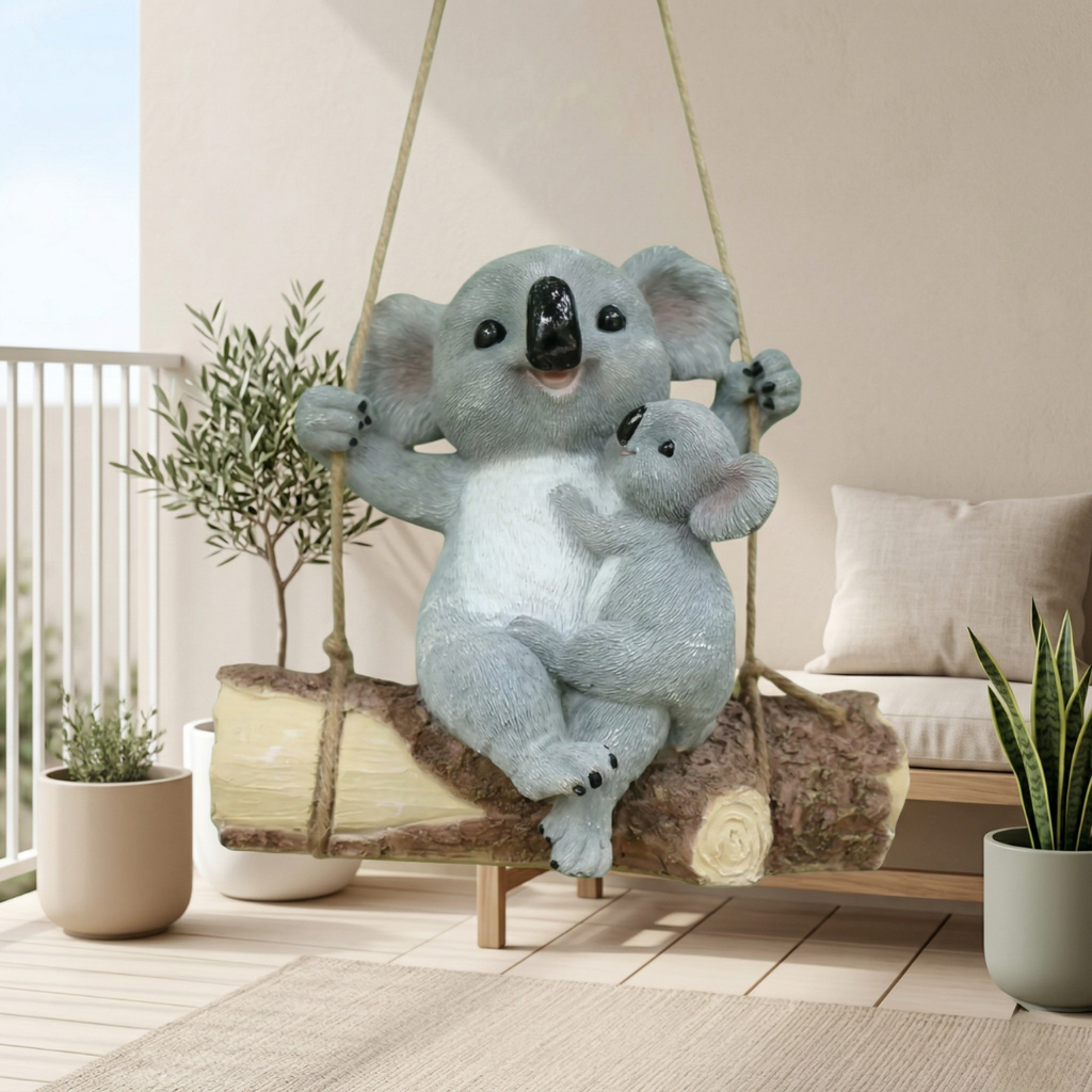Koala Garden Swing Figurine for Enchanted Outdoor Decor | Rosalyssa