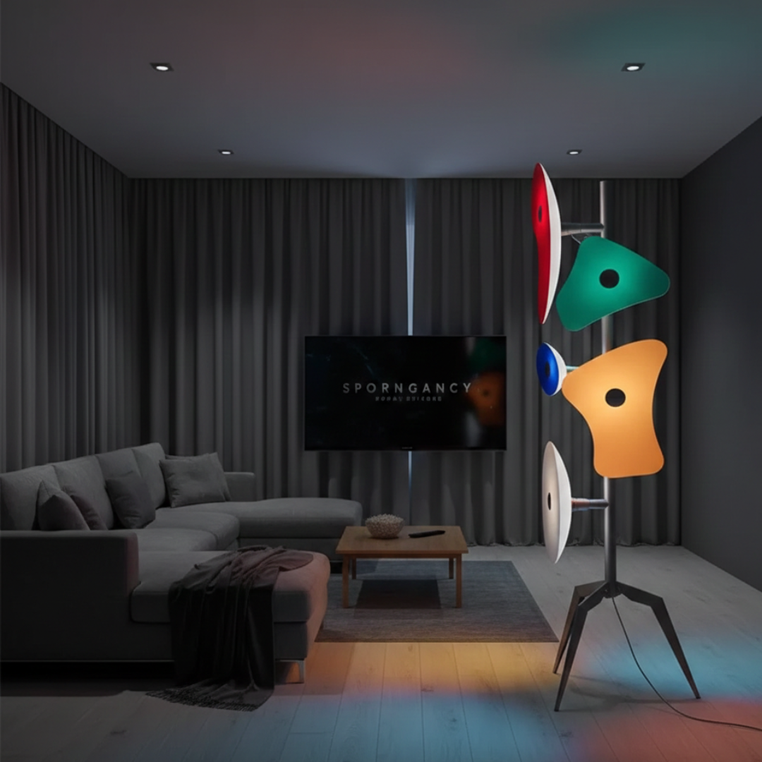 Barevně měnící LED stojací lampa pro moderní obytné prostory | Rosalyssa