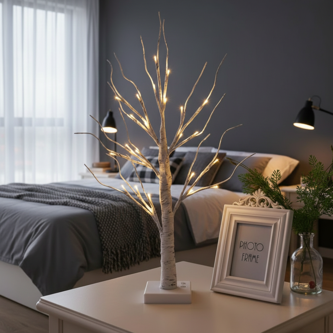 Decorazione luminosa a LED a forma di betulla per un'atmosfera accogliente in casa | Rosalyssa