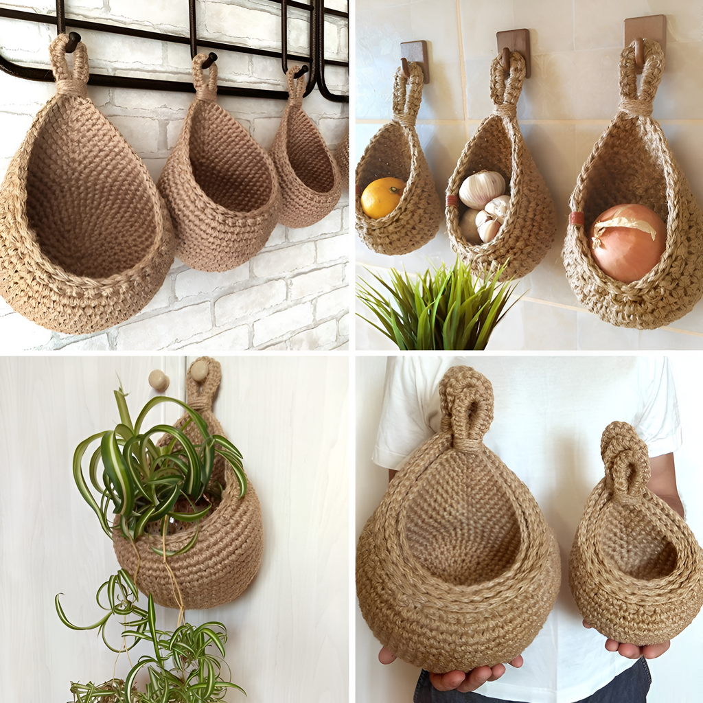 Boho Handcrafted Hanging Basket For Rustic Home Decor Accent