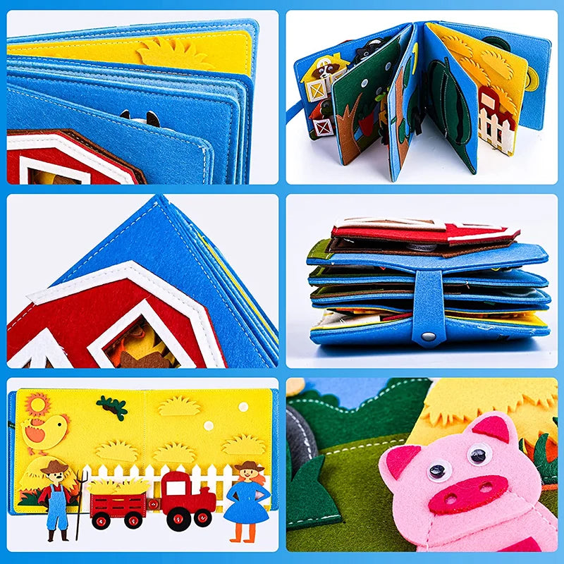 LumaNest Farm Life Felt Quiet Book For Babies With Fruit And Animals