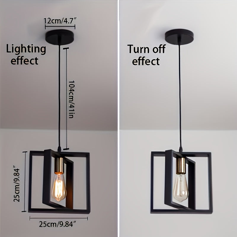 Geometric Industrial Pendant Light With Metal Frame For Modern Living Spaces