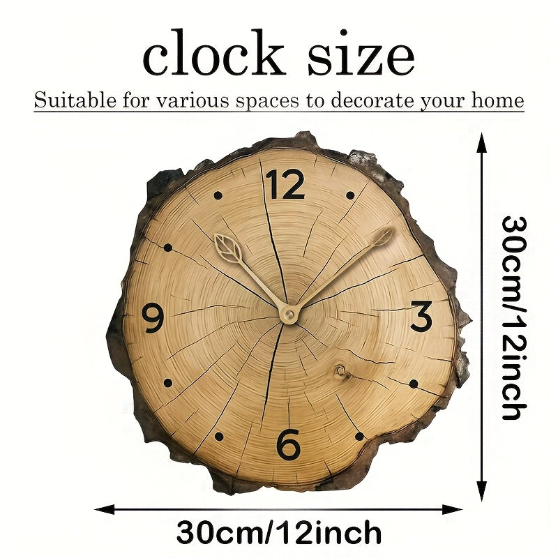 Houten klok met schijf en natuurlijke boomstamlook voor rustieke woondecoratie