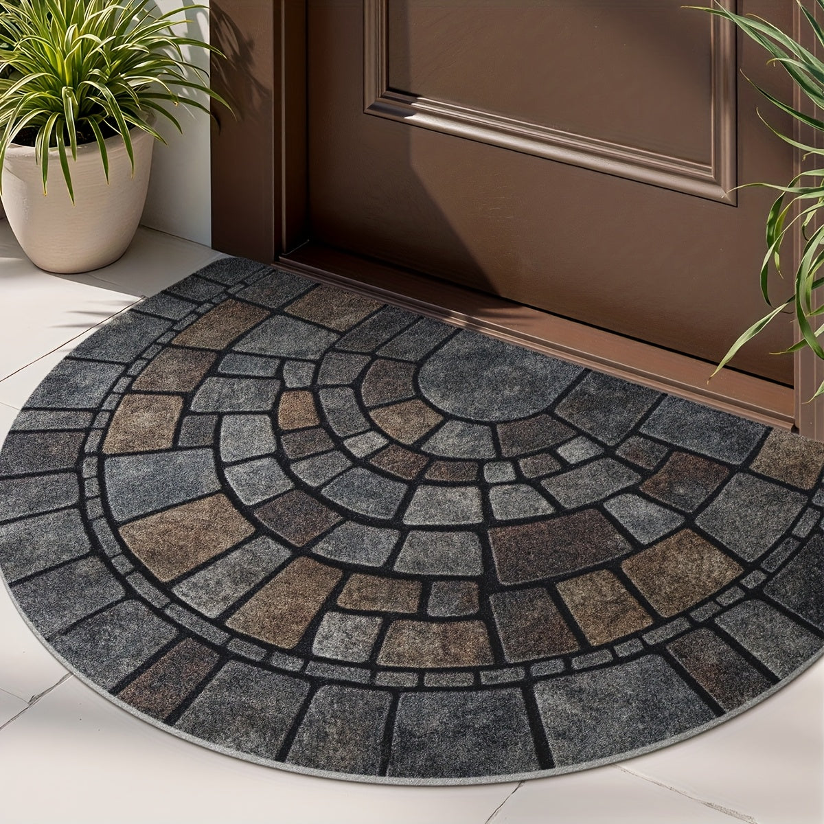 Zerbino d'ingresso a mosaico semicircolare per uso interno ed esterno