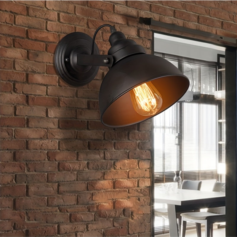 Lâmpada de Parede Retro Industrial com Braço Ajustável e Acabamento Preto Mate