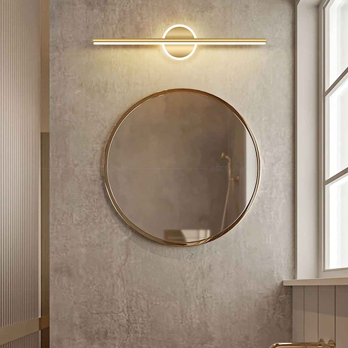Luxusní LED nástěnné zrcadlo v černé a zlaté barvě, minimalistický styl