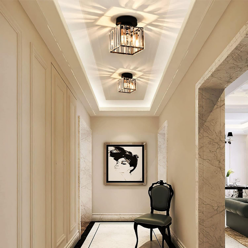 Crystal Ceiling Light E27, Surface Mounted, Modern Hall and Living Room