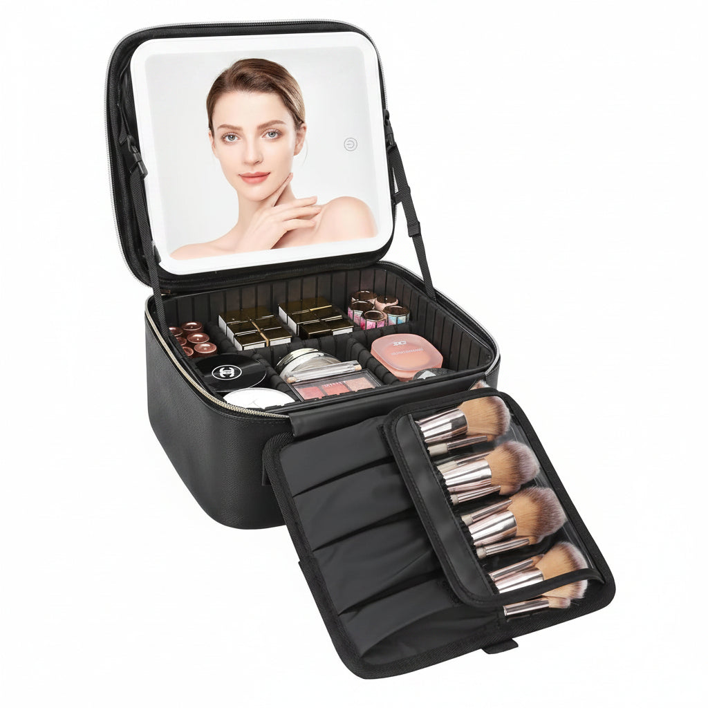 Valigetta da viaggio per il trucco per la Festa della Mamma con specchio LED Organizer cosmetico portatile