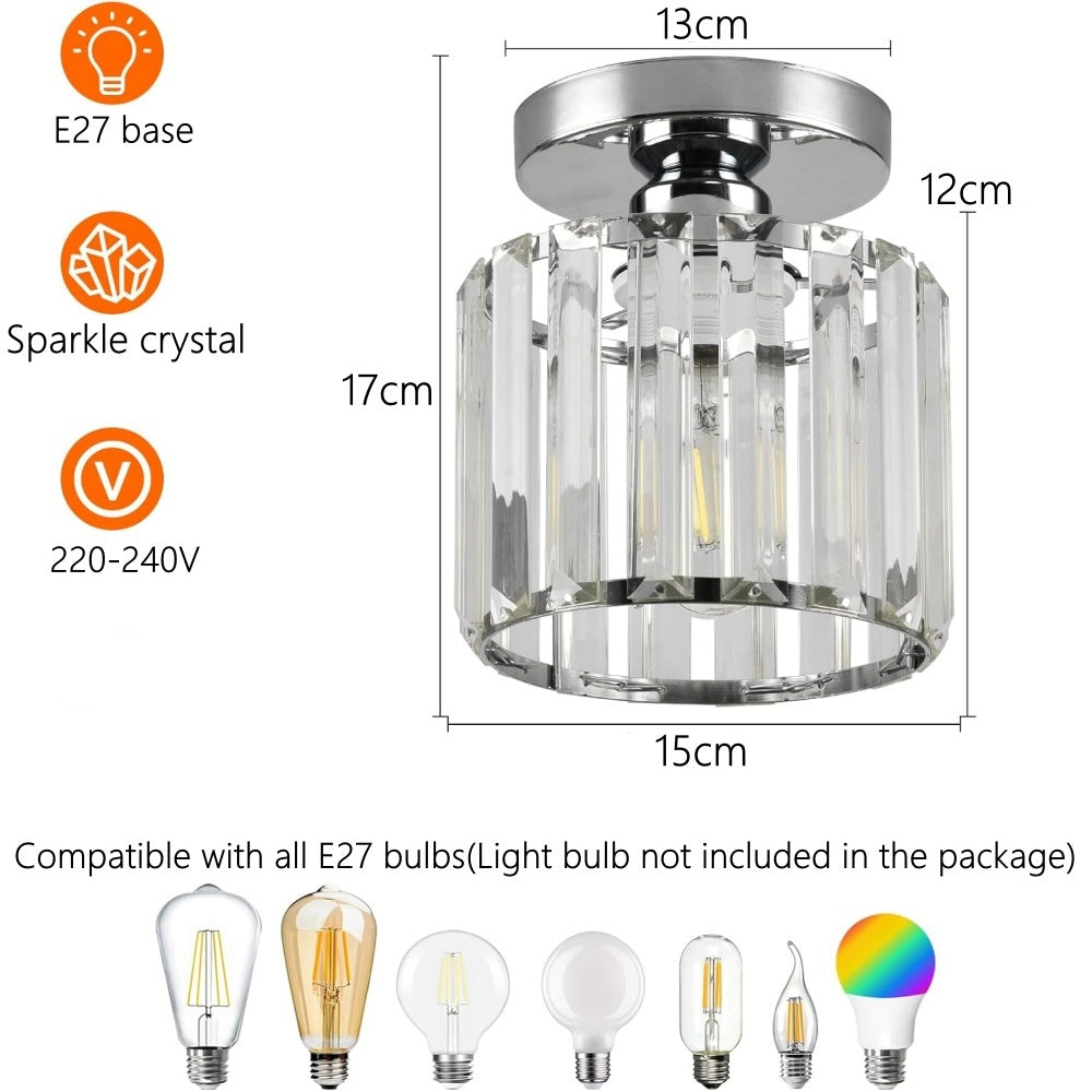 Crystal Ceiling Light E27, Surface Mounted, Modern Hall and Living Room
