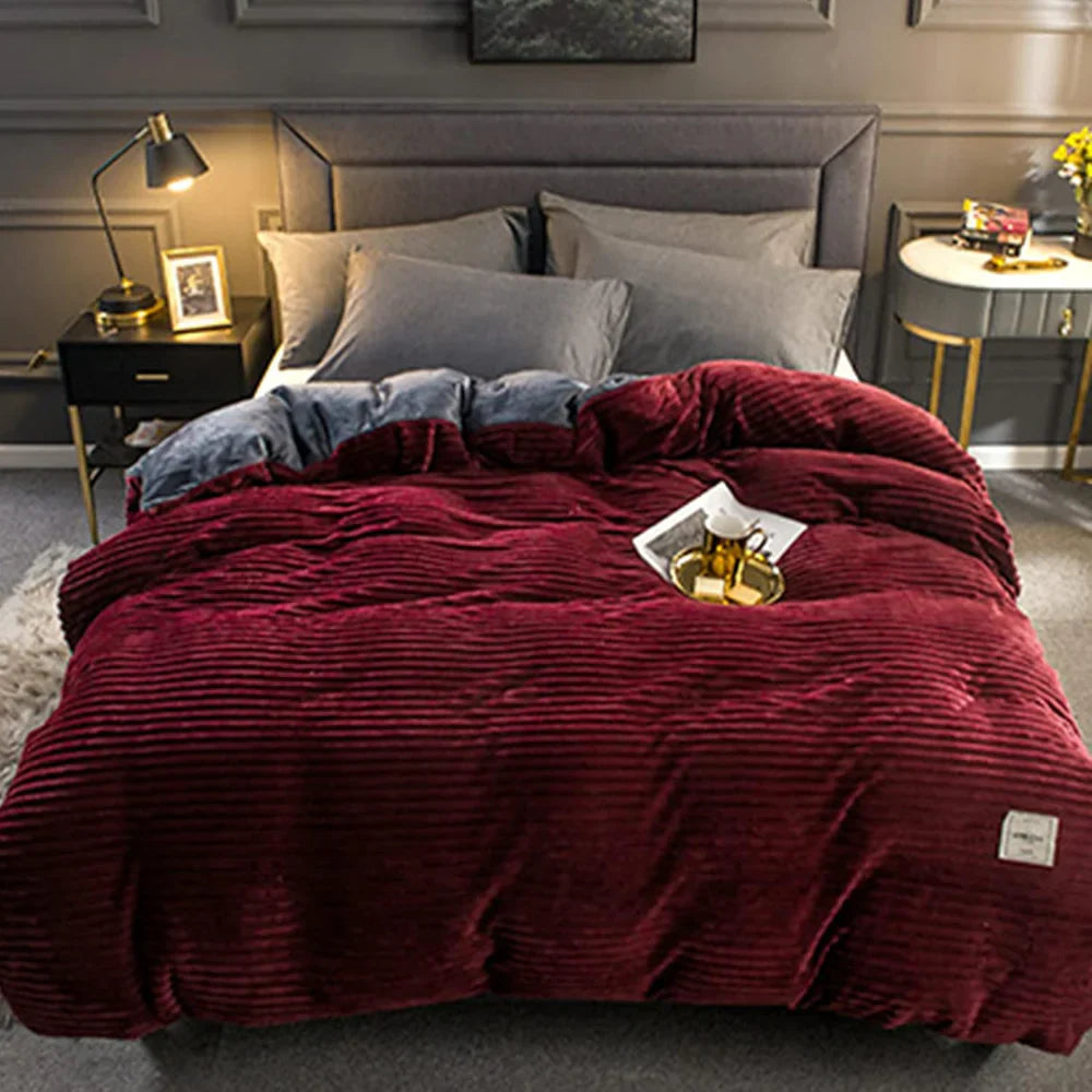 Winter Plush Duvet Cover Set With Bedspread Look Design